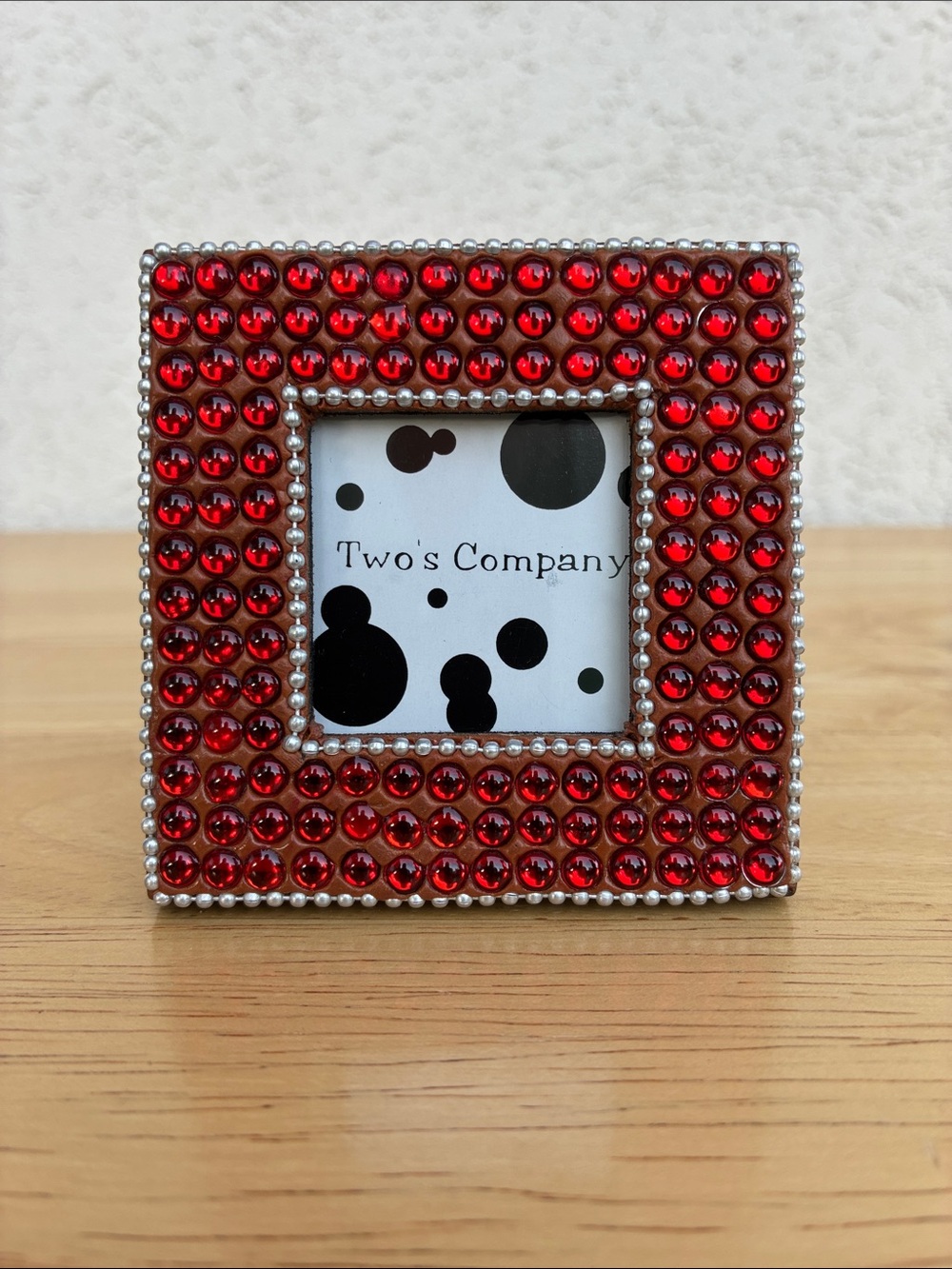 Two's Company 3 x 3 Red Jeweled Square Photo Frame for 1 1/2 x 1 1/2 pic